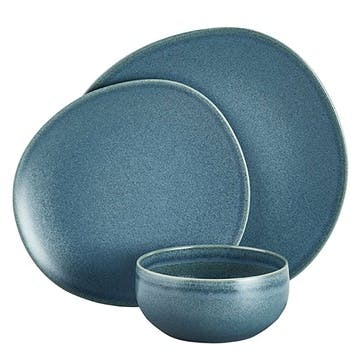 Duna 12 Piece Dinner Set with Bowls , Reactif Blue