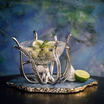 Octopus Stand With Glass Bowl, Silver
