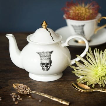 Rock and Roll Skull in Crown Teapot, 2 Cup