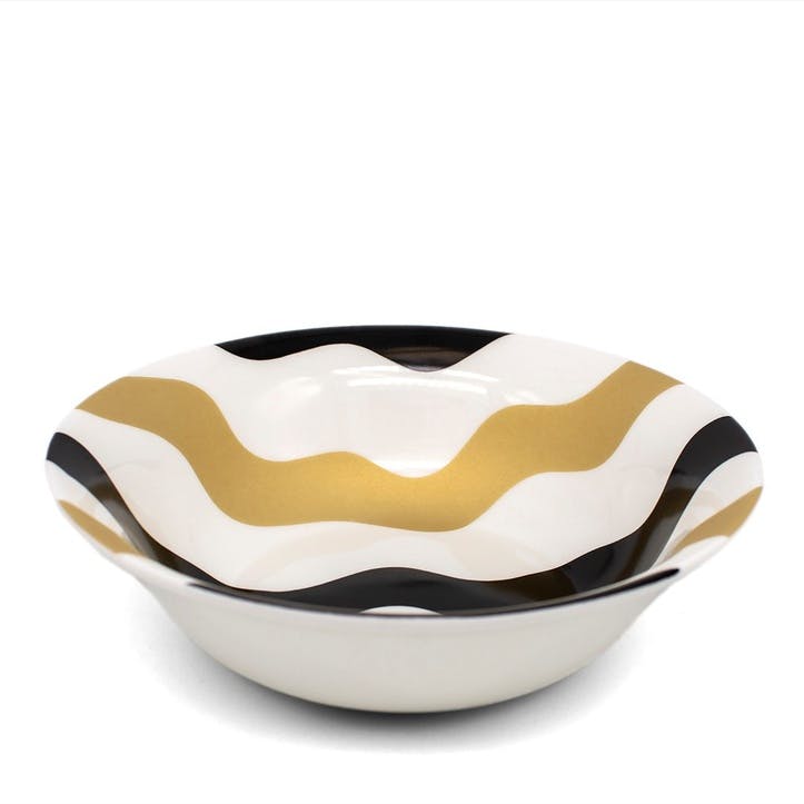 Bowl, H5 x D17cm, Casacarta, Scallop Collection, Black and Gold