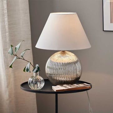 Blyford Table Lamp H39cm, White & Silver