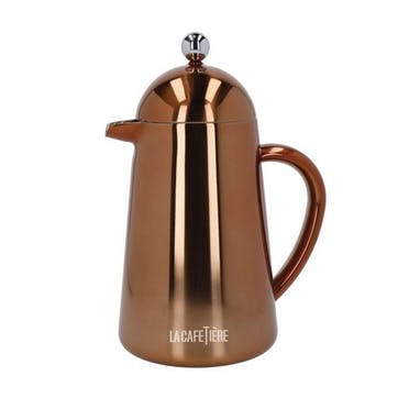 Havana Stainless Steel Double Walled Cafetière 8 Cup, Copper
