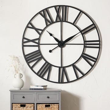 Metal Wall Clock D120cm, Black