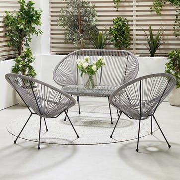 Rio 4 Piece Seating Set, Grey