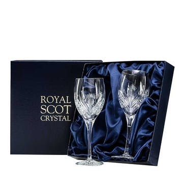 Scottish Thistle Set of 2 Large Wine Glasses 330ml, Clear