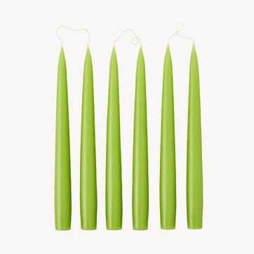 Set of 6 Tapered Dinner Candles H25cm, Spring Green