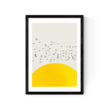 Kubistika A Thousand Birds Print A2, Black Frame