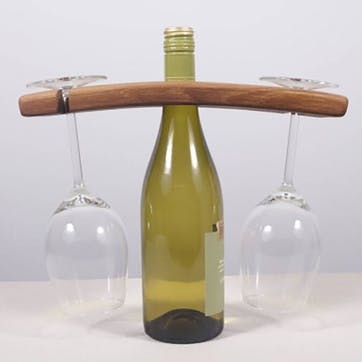 Reclaimed Oak Wine Bottle And Glass Holder, Wood