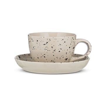 Ama Splatter Cup & Saucer 160ml, Black & White