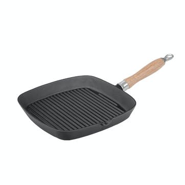 Square Grill Pan with Wooden Handle