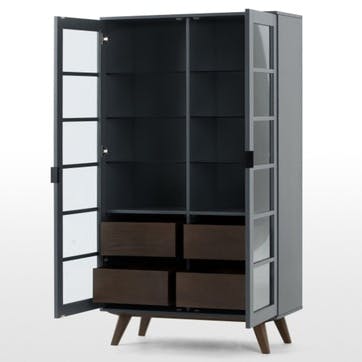 Aveiro Display Cabinet, Grey and Glass
