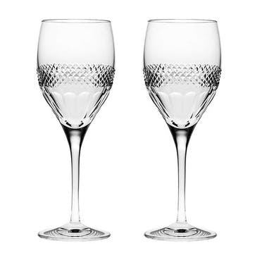 Diamonds Set of 2 Large Wine Glasses 330ml, Clear
