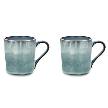 Malia Set of 2 Mugs, 380ml, Dusty Blue