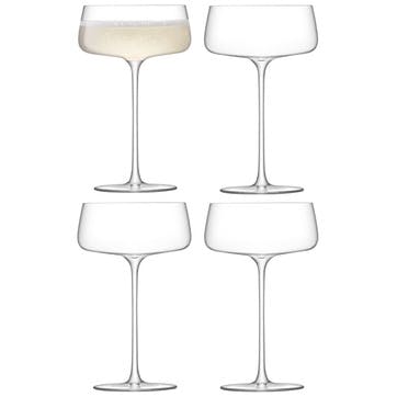 Metropolitan Set of 4 Champagne Saucers 300ml, Clear