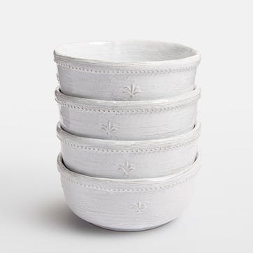 Hillcrest, Set of Four Cereal Bowls, White