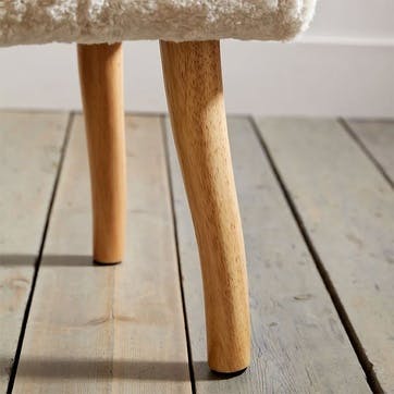 Curly Shearling Bench H47cm x W36cm x L105cm, Oatmeal