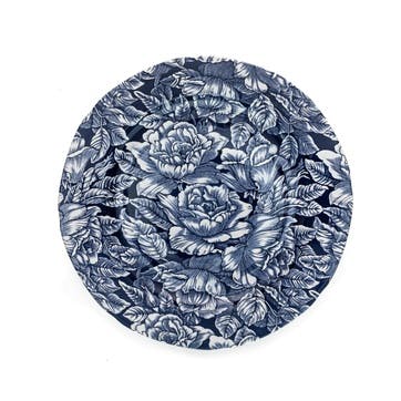 Ink Blue Hibiscus Plate, D26.5cm