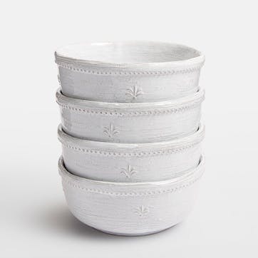 Hillcrest Set of 4 Cereal Bowls D16cm, White