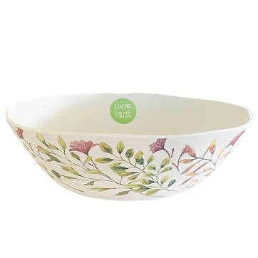 Mediterranean Garden Melamine Salad Serving Bowl D35cm, Green/Pink