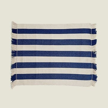 Olivia Striped Set of 4 Woven Placemats D35cm, Blue