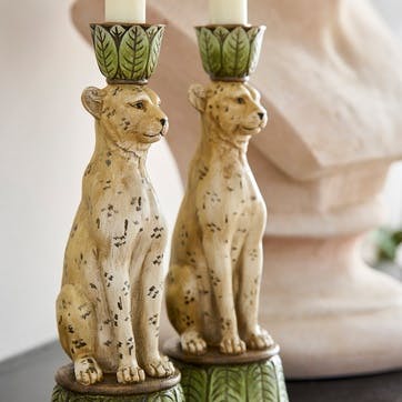 Lakadema Leopard Candle Holders, Set of 2