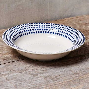 Indigo Drop Pasta Bowl D23cm, White Clay