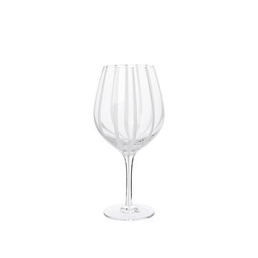Stripe Set of 4 Red Wine Glasses 650ml, Clear & White