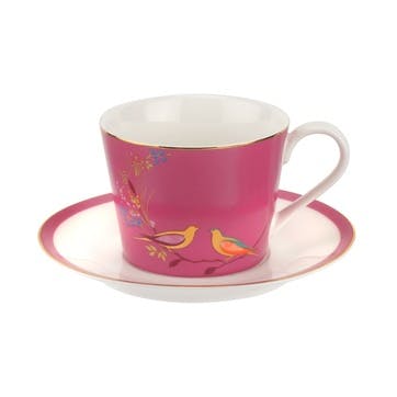 Teacup and saucer, 20cl, Sara Miller London, Chelsea Collection, pink