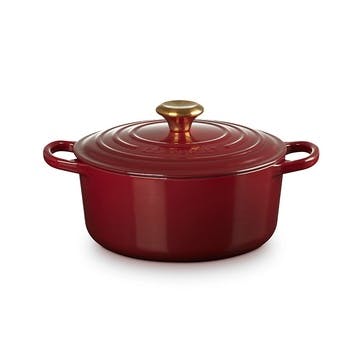 Signature Cast Iron Round Casserole 24cm, Garnet