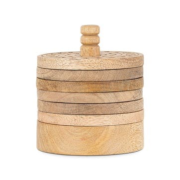 Anali Mango Wood Coasters D10cm, Natural