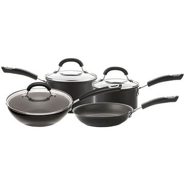 Total Anodised Non-Stick 4 Piece Pan Set, Black