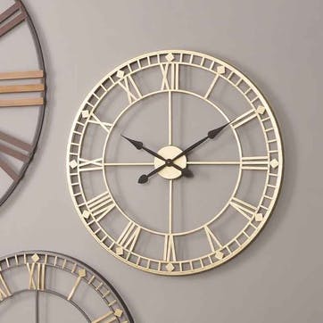 Skeleton Clock D80cm, Antique Gold