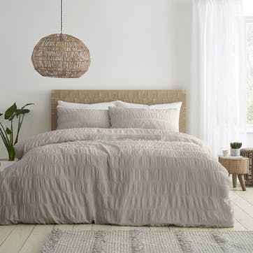 Seersucker Super King Duvet Set, Natural