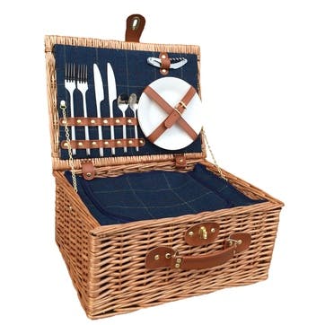 2 Person Blue Tweed Hamper