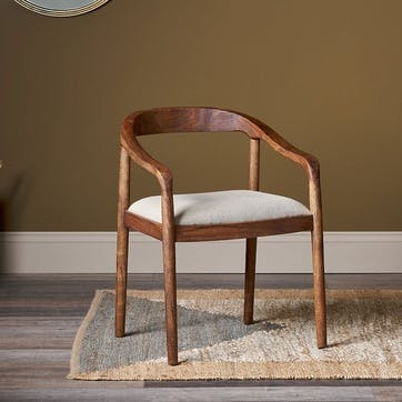 Anbu Acacia Upholstered Dining Chair, Washed Walnut