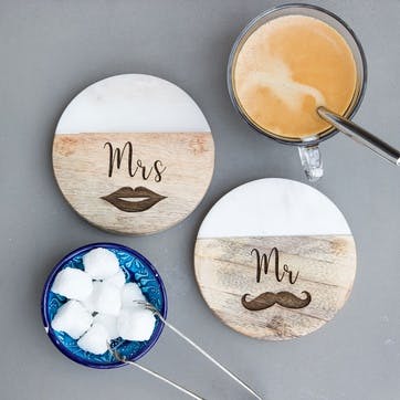 Pair of "Mr and Mrs" Coasters