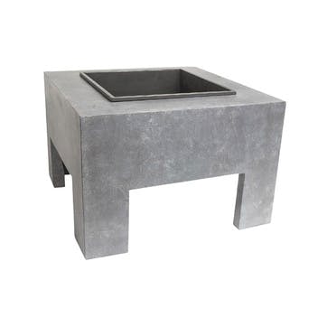 Outdoor Square Firebowl & Square Console, Cement