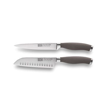 Syracuse Soft Grip 2 Piece All Purpose & Santoku Knife Set, Grey