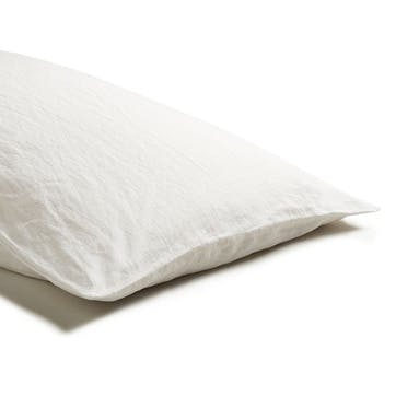 Cotton Linen Mix Pillowcases, Standard, White