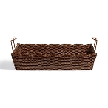 Talasa Rectangular Rattan Basket, Antique Brown