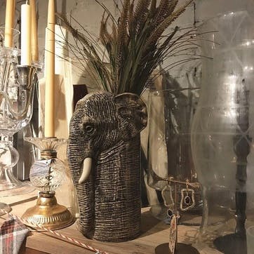 Elephant Large Flower Vase H28cm Grey
