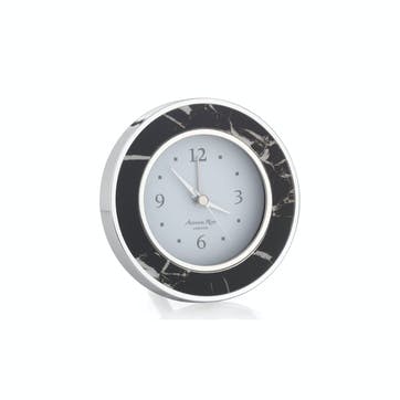 Alarm Clock; Black Marble & Silver