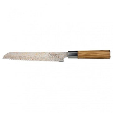 Flame Bread Knife 20cm, Olive Wood