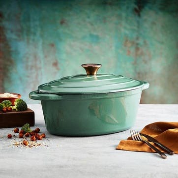 Oval Casserole Cast Iron 29cm , Green