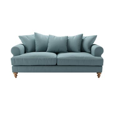 Teddy 3 Seater Sofa, Lagoon Brushed Linen Cotton