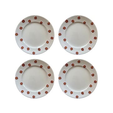 Winter Daisy Set of 4 Dinner Plates H 3cm, W 28cm, D 28cm, White