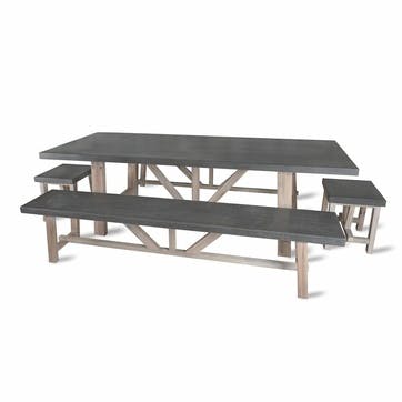 Chilson Table and Bench Set, Large, Cement Fibre