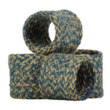 Jute Set of 4 Napkin Rings H5 x D5cm, Cornflower