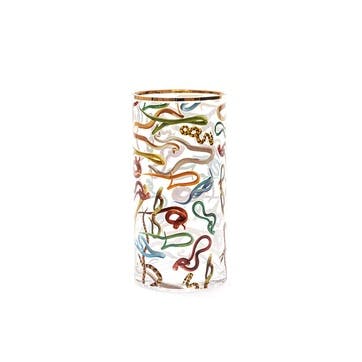 Toiletpaper Snakes Cylindrical Vase H30cm, Multi