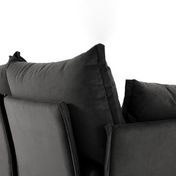 Model 06 Velvet Corner Sofa With Chaise, Charcoal